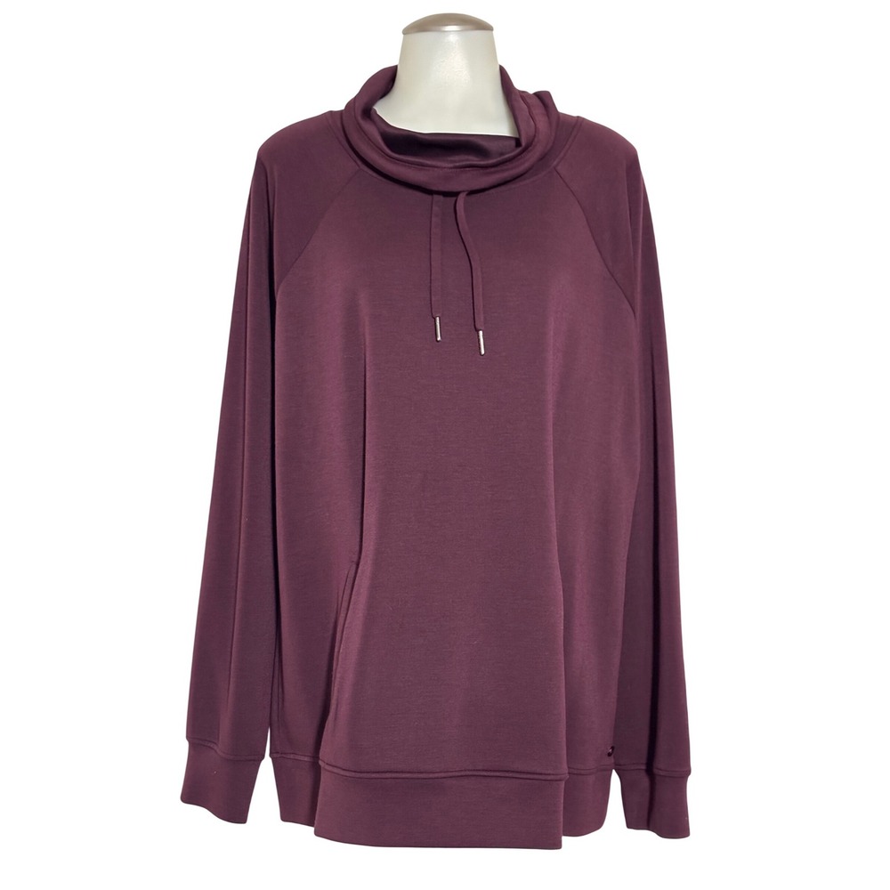 GAIAM Cowl Neck Pullover Burgundy NWOT  Raglan Sleeve Kangaroo Pocket‎